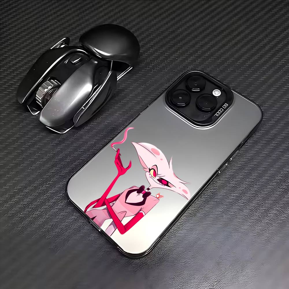 Angel Dust H-Hazbin H-Hotel Colorful Silver Back Phone Case For IPhone 17 16 15 14 13 12 11 Plus Pro Max Plus
