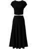 2025 Summer European-American Casual Knit Crop Top & High Waist Midi Skirt Set