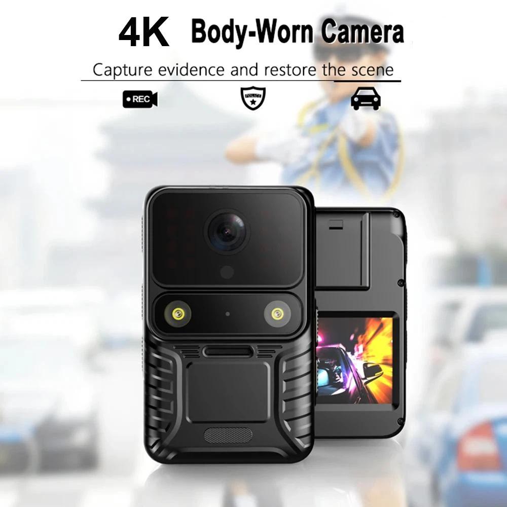 4K Wearable Body Camera, WiFi Action Camera, Night Vision, Waterproof, 2.0-inch IPS Touchscreen