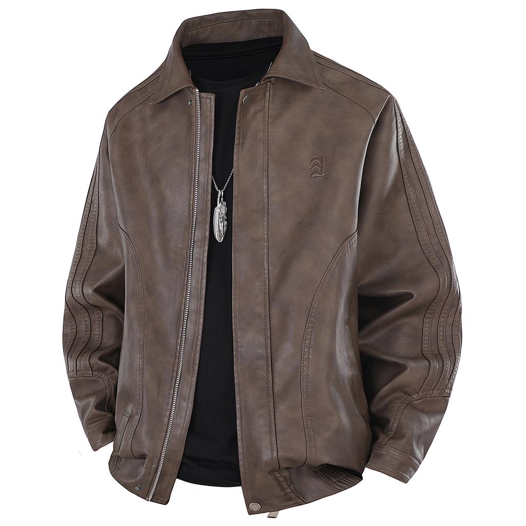 Herbst Amerikanische Arbeitsjacke Retro Kurze Lederjacke High Street Herrenjacke im alten Design