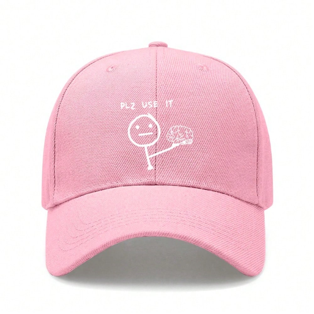 [Humorous Baseball Cap] Funny Letter "PLZ USE IT" Print Polyester Adjustable Breathable Casual Outdoor Sports Baseball Hat For Men Women