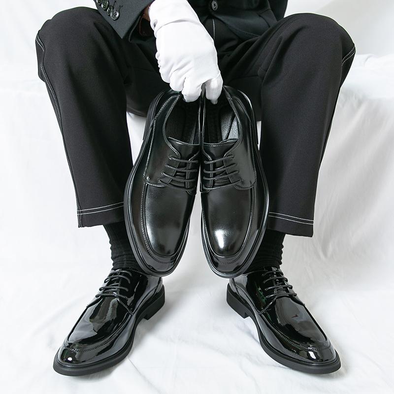 New Men Business Formal Leather Shoes Black Lace-up Business Office Wedding Banquet Leather Shoes Size 38-46 Men Shoes