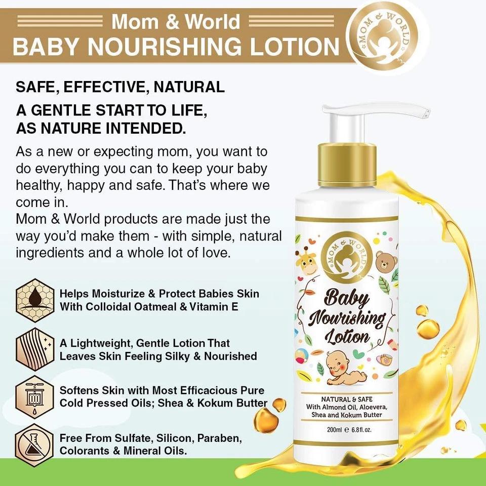 Mom & World Baby Nourishing Lotion With Almond Oil, Aloevera,Shea & Kokum Butter