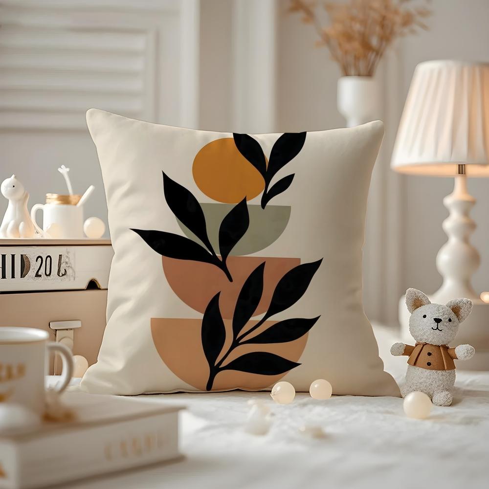 Trend Rustic Geometric Floral Cushion Cover Anti-dustmite Pillowcase Invisible Zipper Silky Short Plush Sofa Cushion Cover