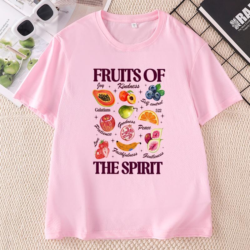 Boho Christian T Shirt Fruits of The Spirit TShirt Casual Cotton Short Sleeve Retro Jesus Apparel Floral Graphic Tshirt