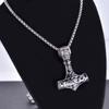 Norse Vikings Thor's Hammer Mjolnir Scandinavian Rune Amulet Necklace Stainless Steel Chain Vegvisir Anchor Pendant Male Jewelry