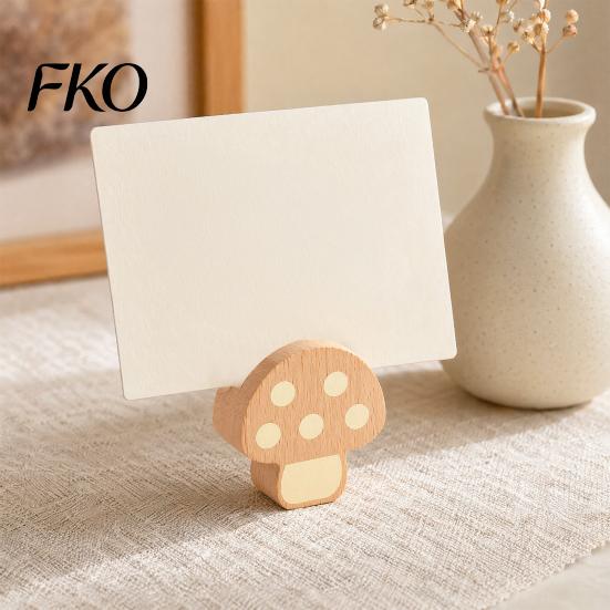 Wooden Desk Accessory Mushroom Place Card Holder, Mini Hedgehog Table Number Rounded Corner Paper Clip Farmhouse Note Picture Photo Holder