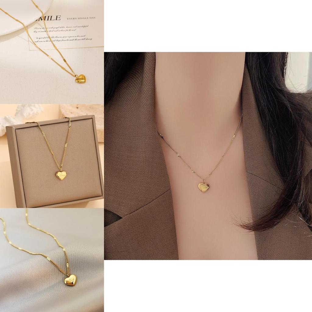 Fashion Titanium Steel Love Heart Pendant Necklace With Alphabet Charms For Women And Men
