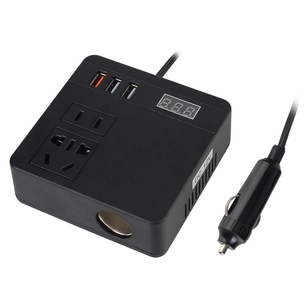 

Конвертер QC 3.0 DC 12В/24В в AC 110В/220В 120Вт Адаптер питания Дисплей напряжения 6 Портов Розетки USB Зарядные устройства Автомобильный инвертор чёрный