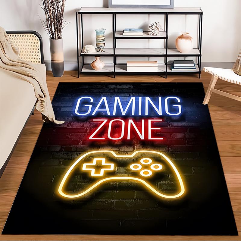 "Gaming Zone Neon Style Carpet with Game Controller Design" Suitable for use as an anti-slip for living room bedroom sofas