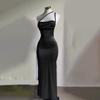 Satin Women's Dress Summer New High-end Y2K Sexy Suspender Hot Girl Evening Dress Elegant Split Fashion Solid Color Slim Fit Party Female Dresses