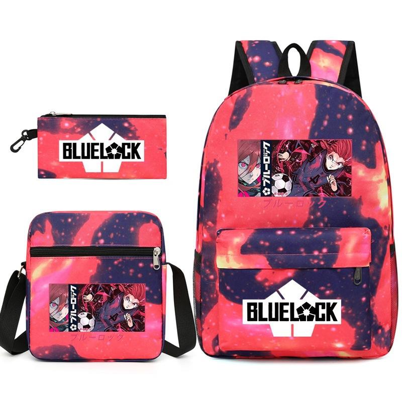 Large Capacity Schoolbag with Shoulder Strap; Student Three-piece Pencil Case Set