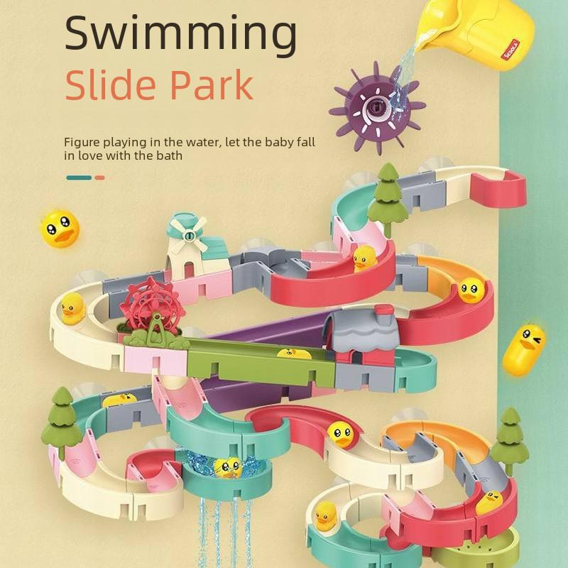 Bathroom Kids Water Slide Wall Track Toy Set With Diy Construction For Sensory Play And Parentchild Interaction