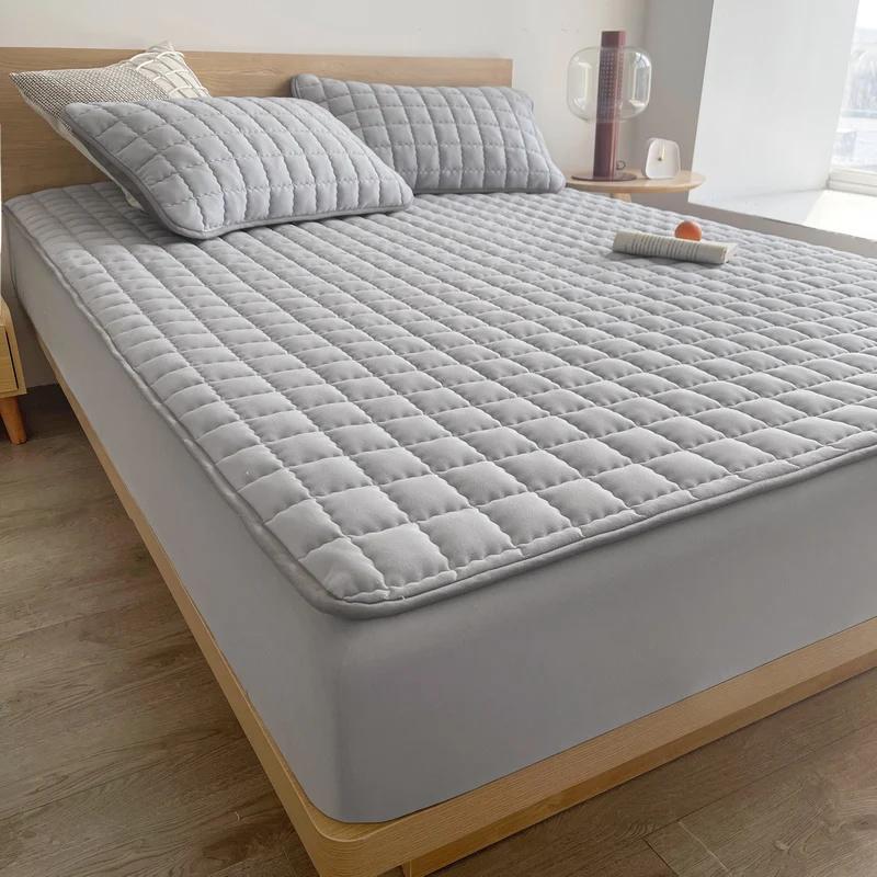 Waterproof High Quality Mattress Cover- Antimicrobial Hypoallergenic Mattress Protector, Noiseless Fitted Sheet Waterproof Thickened Mattress Pad
