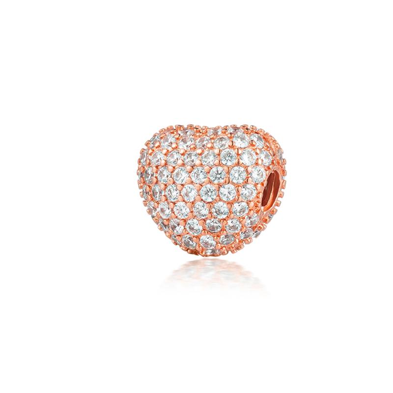 Sparking Rose Gold Charm Beads Pendant Fit Original Snake Copper Bracelet Necklace Bead For Diy Jewelry Women Gift