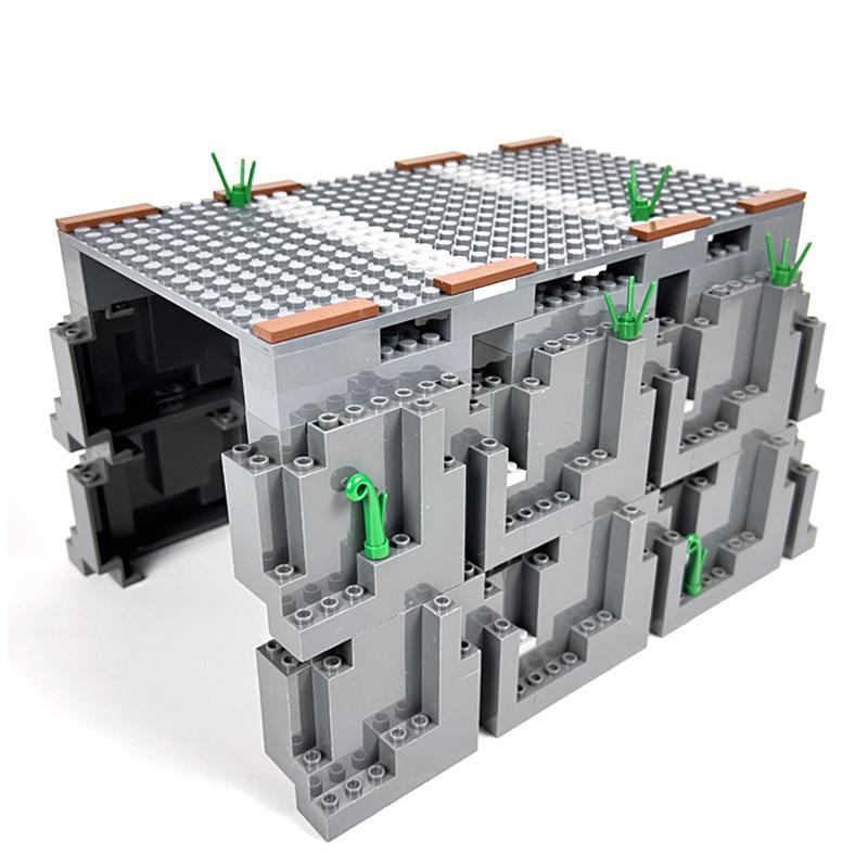 MOC Train Tunnel Scene Small Particle Building Blocks with Plastic Accessories & Track