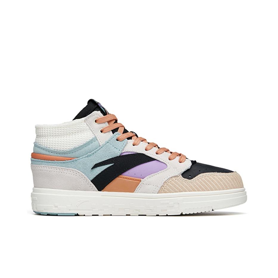 Anta Street Fun Casual Non-Slip Mid-Top Skate Shoes Women Skate Shoes Blue White Black 122218052-3