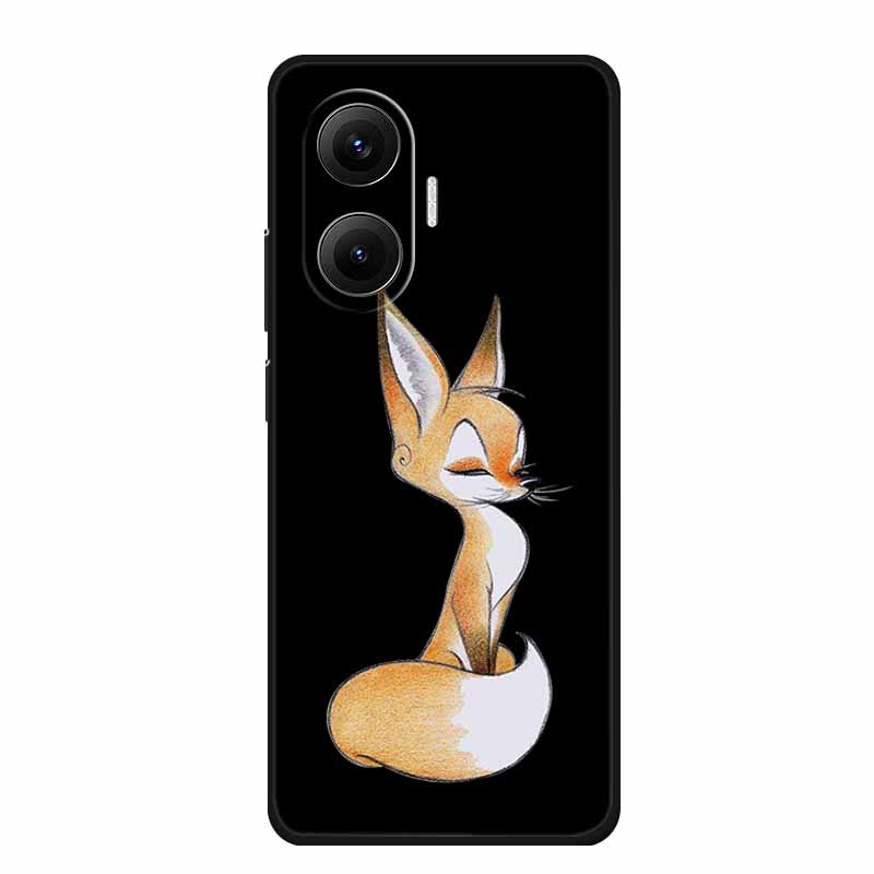 Black Silicone Case For Redmi Turbo 4 Pro A5 4G Case Cartoon Cat Soft Back Cover For Xiaomi Poco X7 Pro C71 Poco M7 4G Plus Case