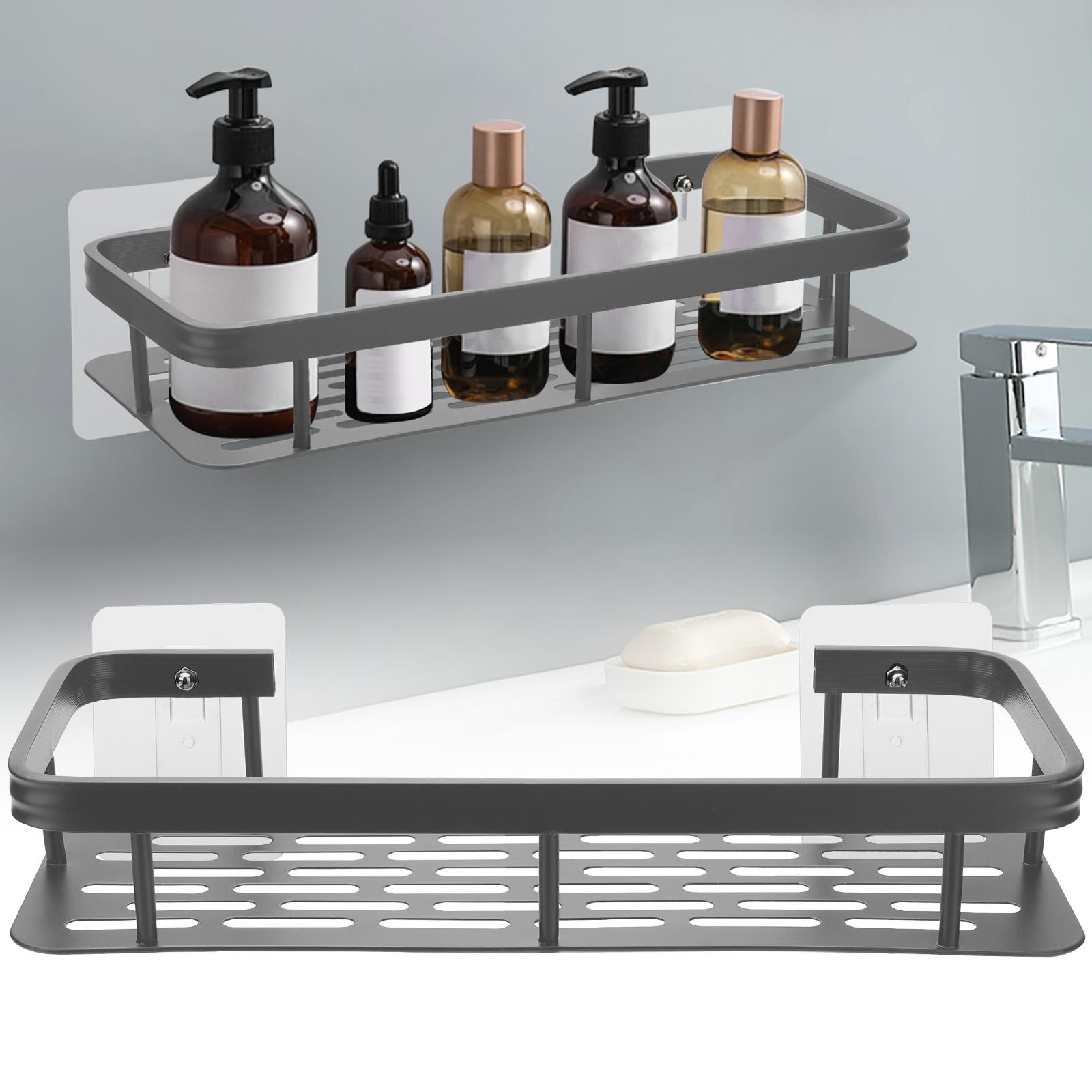 

Punch-Free Aluminum Storage Rack Bathroom Organization Shelf,Narrow Edge Single Layer Rectangular Black