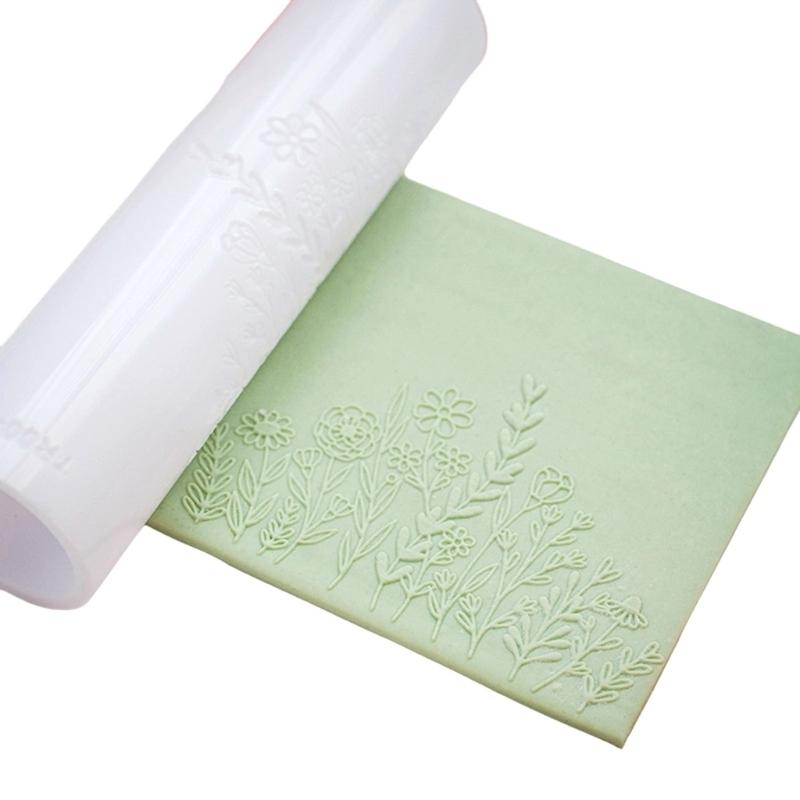 Ergonomic Floral Pattern Clay Embossing Roller For Polymer Jewelry Making Earrings Crafting Supplies Rolling Pin