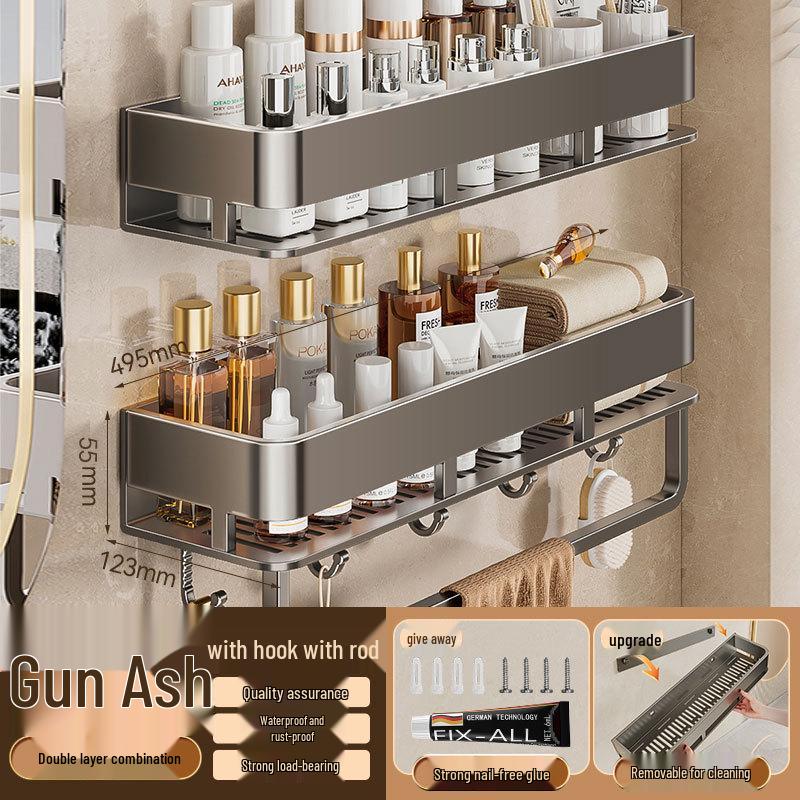 Hålfritt väggmonterat badrumshylla & kosmetikorganisatör