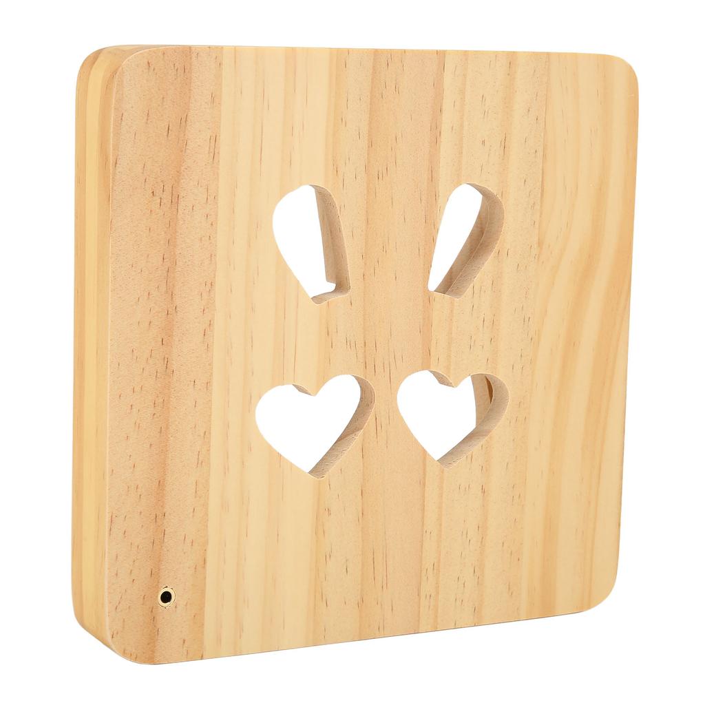 3D Wooden Night Light Rabbit Shape LED Beads Energy Saving Hollow Decorative Desk Light for Bedroom