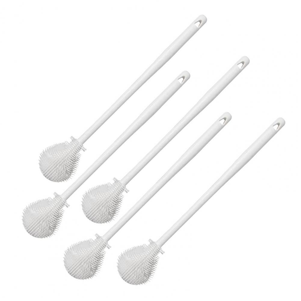 

5Pcs 360 Degree Flexible Silicone Bottle Brush with Long Handle Soft Bristle Cup Brush 360 Degree Rotating Cleaning Brush