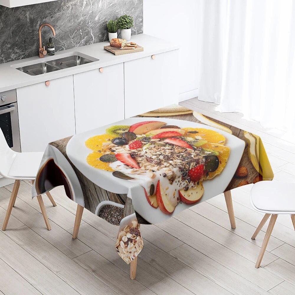 Fata de Masa Imprimata Tort Gourmet Decor pentru Ziua de nastere Masa Restaurant Bucatarie Rezistenta la Pete Impermeabil