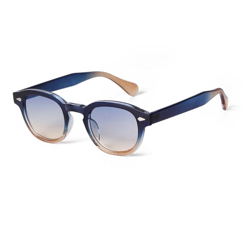 STORY Vintage Rivet Tortoiseshell Round Sunglasses Women Men  Brand Design Retro Yellow Blue Lens Square Sun Glasses S22728