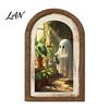 Halloween Entrance Cabinet Decor Ghost/Witch Arched Wall Decor, Cute Ghost Table Sign, Rustic Farmhouse Shelf Retro Room Decorative Hanging