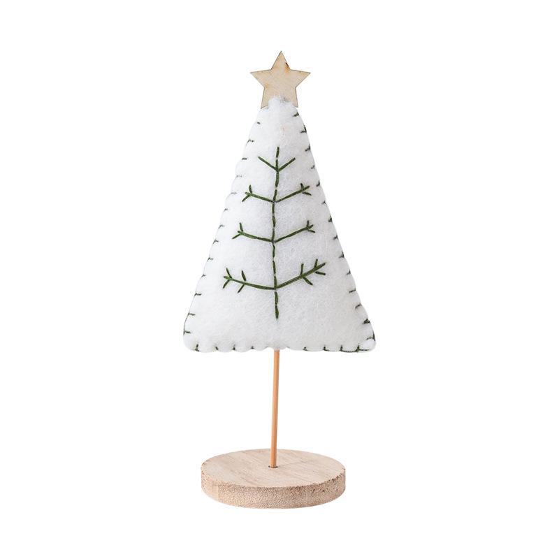Nordic Style Wool Felt Mini Christmas Tree Ornament with Log Base