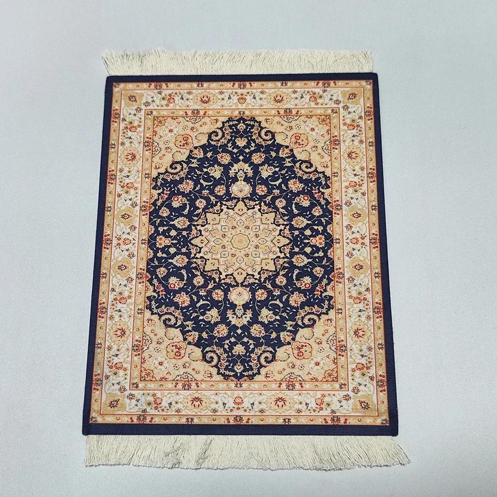 Woven flower Persian carpet small coaster retro style rubber non-slip computer mats wholesale merchants cheap mouse pad desk mat