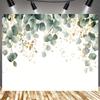2D Plane Eucalyptus Leaf Background Fabric Featuring Green and Golden Plant Leaves Suitable for All Seasons Polyester Fiber
