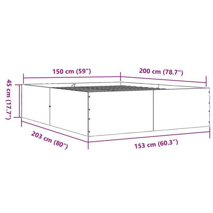 VidaXL Bed Frames Black 150x200 Cm Engineered Wood, Bedroom Furniture, Bed Base, Panel Bed, Bed, Bed 3280917