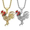 Stainless Steel Titanium Hip Hop Bling Chicken Cock Animal Pendant Collar Chains Punk Necklace for Men Women Gift Jewelry