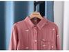 Double-Layer Gauze Floral Embroidered Long-Sleeve Autumn Shirt for Women