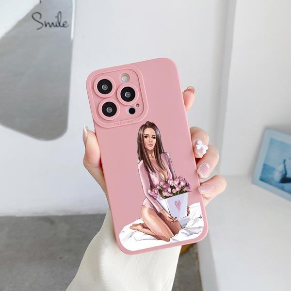 Young Girl Pattern Phone Case for iPhone 11 12 13 Pro Max 14 15 Plus Pro Max 7 8 Plus SE 2020 X XR XS Soft Silicone Cover Fundas