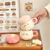 Creative Strawberry Mug Cartoon Cute Ceramic Cup High Value Ceramic Water Cup With Lid With Hand Gift