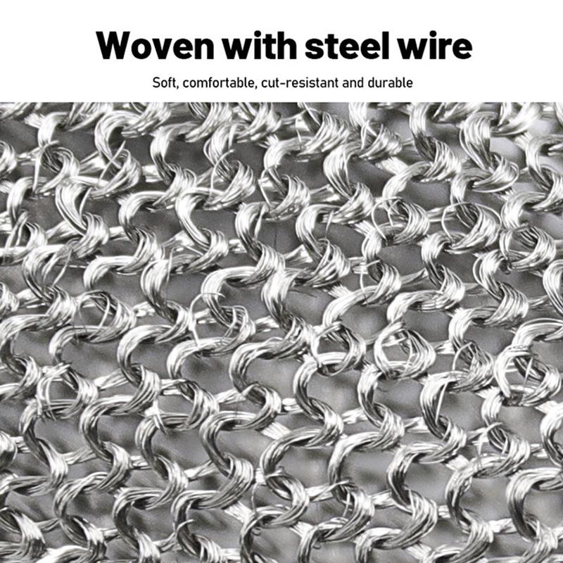 Stainless Steel Glove Cut Resistant Metal Mesh Chainmail Glove for Meat Cutting Chainsaw Work Silver Gray M 23.5cm