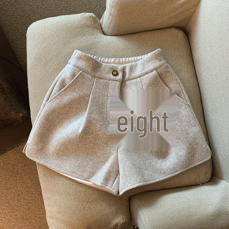 Women's Elastic High Waist Wide Leg Woolen Pants with Slimming Slit, Autumn/Winter Loose Fit.
