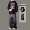 Boys' Trendy Loose Round Neck Sweatshirt & Jeans Set - Cool Casual Two-Piece Outfit for Spring & Autumn