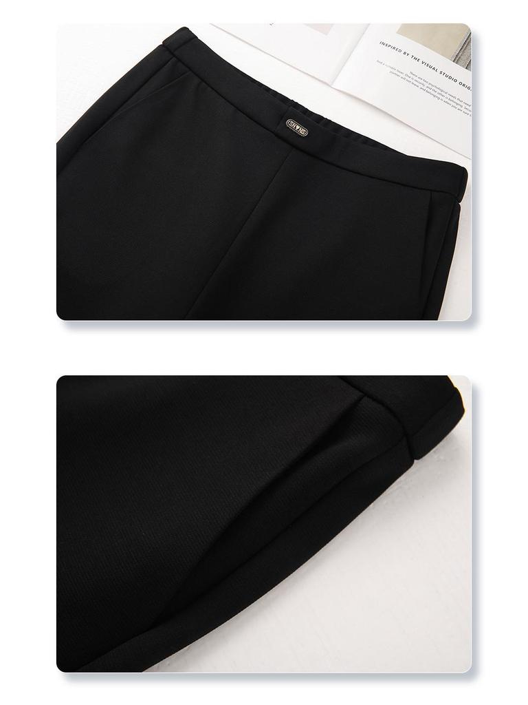 Women's Black Flared Pants - Spring 2025 High Waist Slimming Trousers