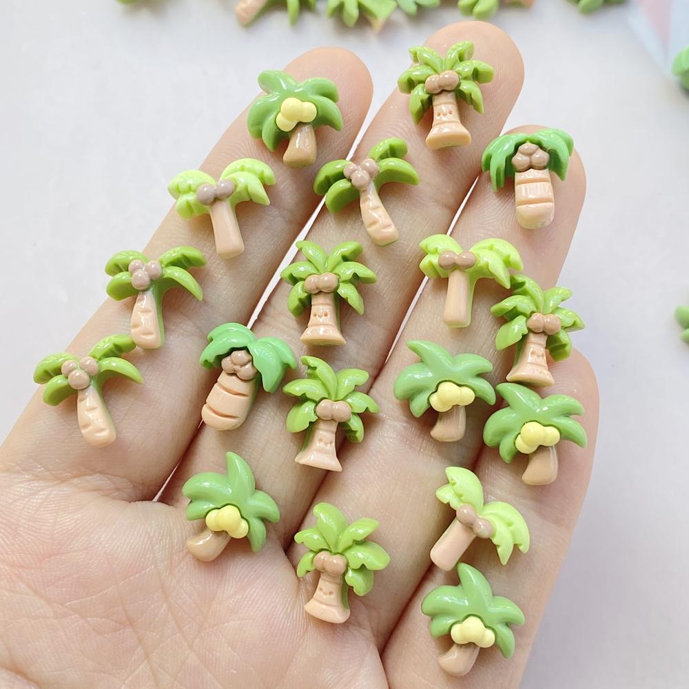 

20Pcs Cute Cartoon Coconut, Coconut tree Nail Art Resin Designer Charms DIY Craft For Nail 3D Decorations Jewelry