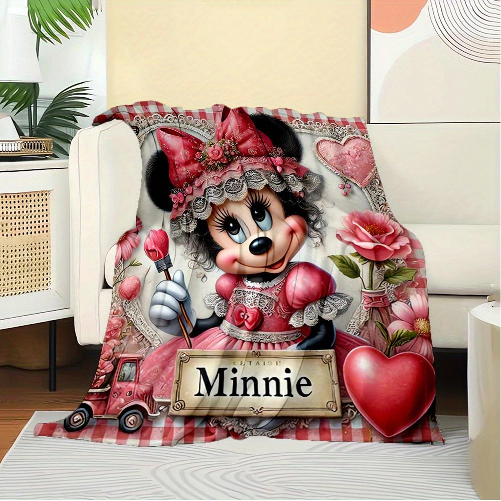 1pc flannel minnie mouse floral bedding throw blanket sofa cover gift home decoration plush warm cozy light throw blanket