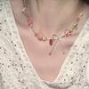 Cute Sweet Girl Colored Beaded Love Candy Necklace Female Dopamine Neck Chain Spice Girl Collarbone Chain Accessories