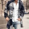 Men Overcoat Plaid Single-breasted Turndown Collar Long Sleeves Slim Mid-length Jacket Coat