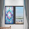 Privacy Window Frosted Film Color Lattice Pattern Anti UV Stained Glass Window Film Glue-Free Static Cling Glass Door Sticker