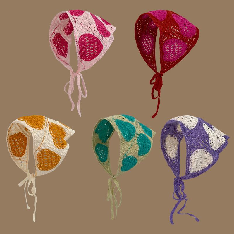 Headscarf Hat Pastoral Style Triangle Headband For Women Girls Handmade Crochet Headband Little Flower Headscarf