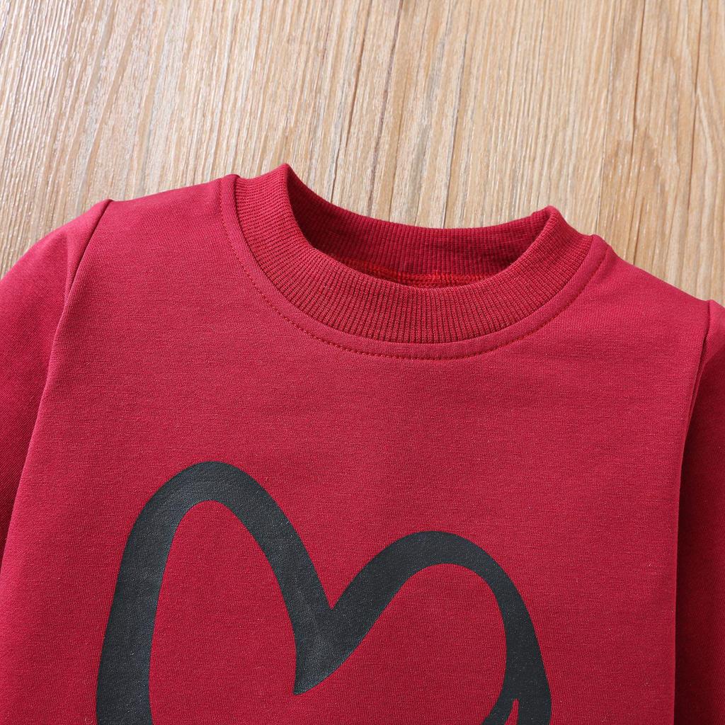 Autumn/Winter European & American Style Love Pullover & Long Pants Set - 2-Piece