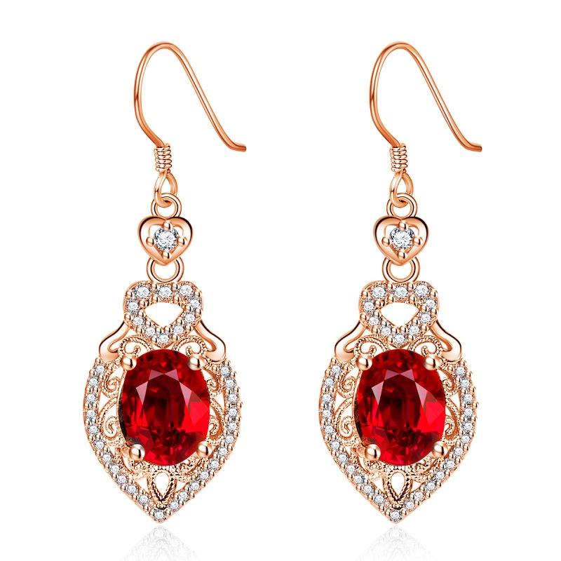 

Red Gemstone Exquisite Earrings With Beautiful Design Statement Jewelry Women For StyleA